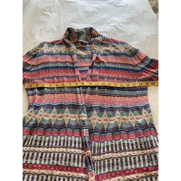Woman’s Oakley Multicolored Stripped Open Drape Cardigan Sweater Size Large - Picture 3 of 7
